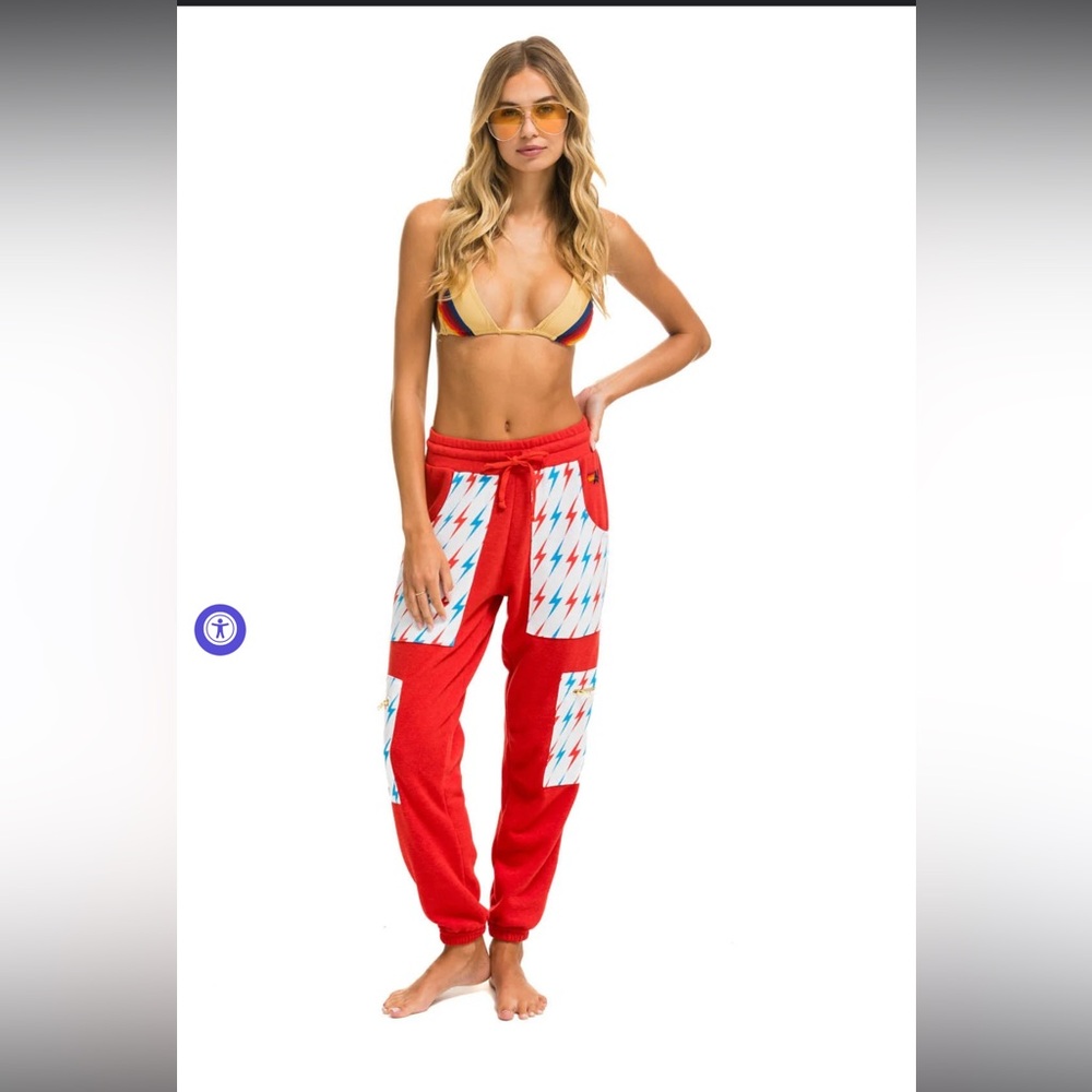 AVIATOR BOLT CARGO RED COLOR BLOCK SWEATPANTS
